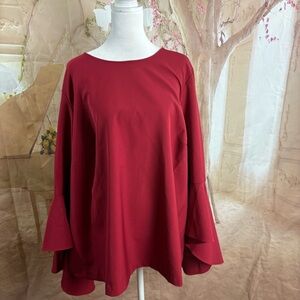 NEW Eloquii Red Bell Sleeve Blouse